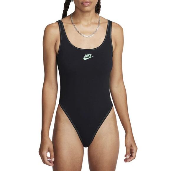 NEW! NIKE black logo embroidered tank bodysuit size medium - Picture 1 of 7